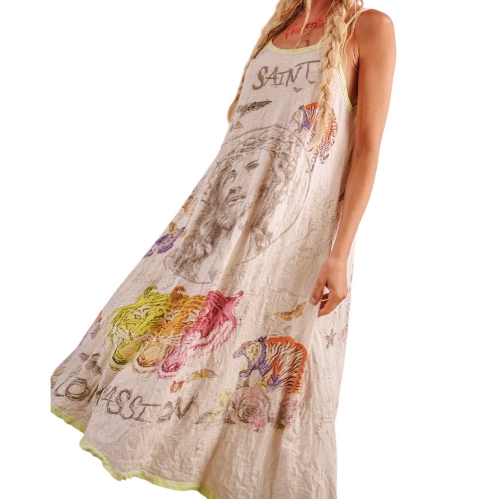 Magnolia Pearl Tank Dress Jesus Wept Tigers Roses Saint Compassion Love NWT
